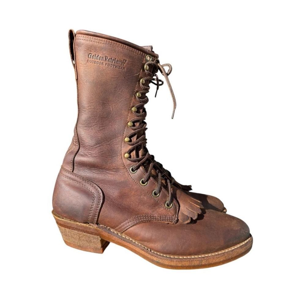 Golden Retriever Packer Western Lacer Cowboy Boots Men's 7.5 D USA Made